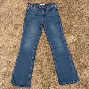 Women's High-Rise Dark Blue Flare Jeans — Stretch Denim